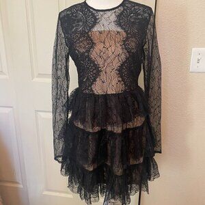 Do+Be Black Fit & Flare Lace Overlay NWT